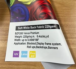 5M Width Solvent Whiteback Blockout Fabric